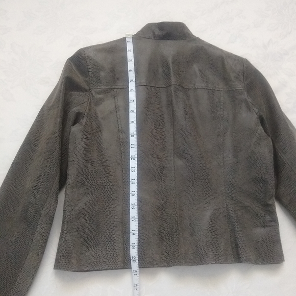 Distressed cracked leather croc finish moto biker jacket - Picture 5 of 7